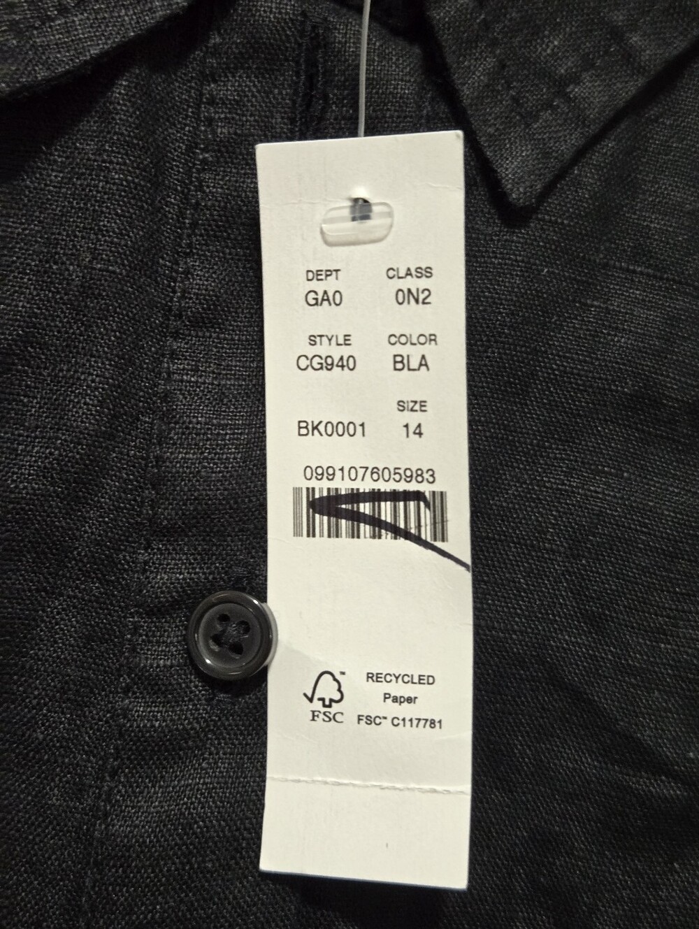 Nwt J.Crew Garcon Classic Button Up Shirt in Baird Mcnutt Irish Linen Sz 14 Blk - Picture 7 of 8